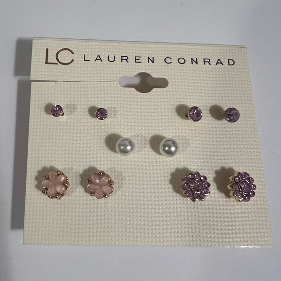 LC Lauren Conrad Gold Tone Stud Earrings 5 pairs - Picture 3 of 6